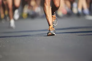 Legs and feet of joggers