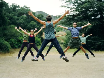 A group working out