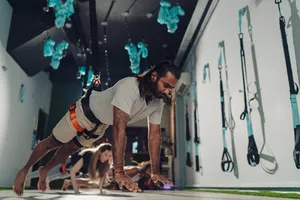 Man doing bungee fitness