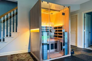 eThe Clearlight Sanctuary 2-Person Full-Spectrum Infrared Sauna after assembly