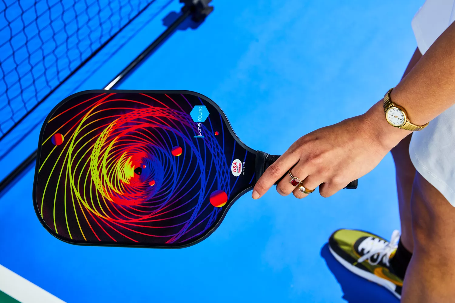 Person holding Panel Sound USAPA Approved Fiberglass Pickleball Paddles Set
